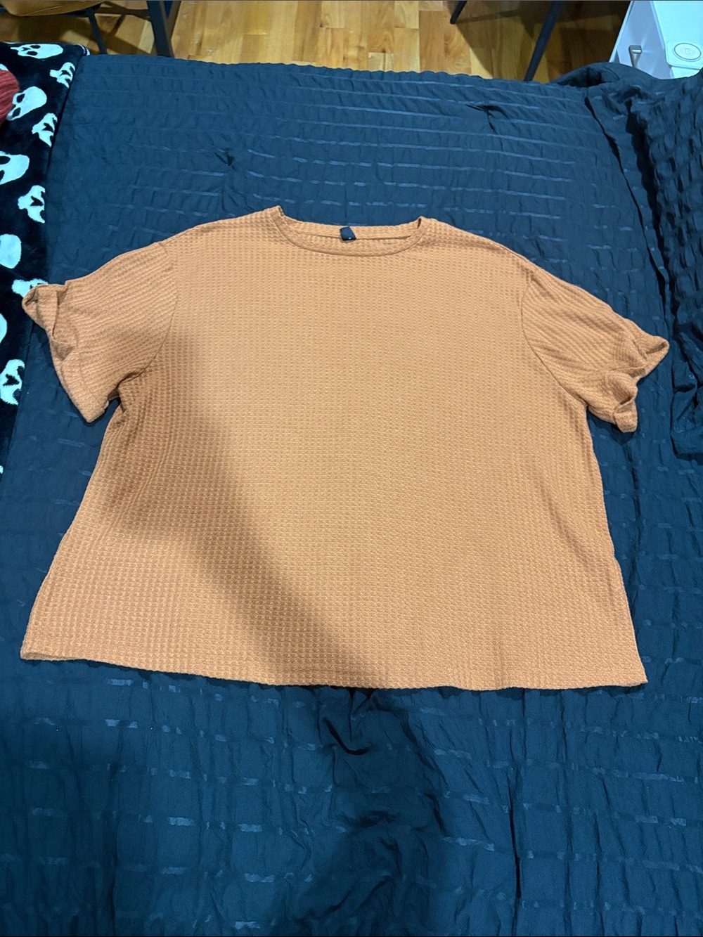 burnt orange waffle knit tee